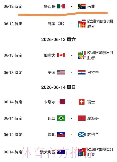 2026美加墨世界杯每日赛程准不准 2026美加墨世界杯每日赛程准不准